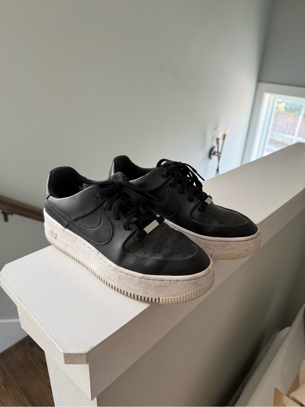Nike Black Leather Low-Top Sneakers with White Sole
